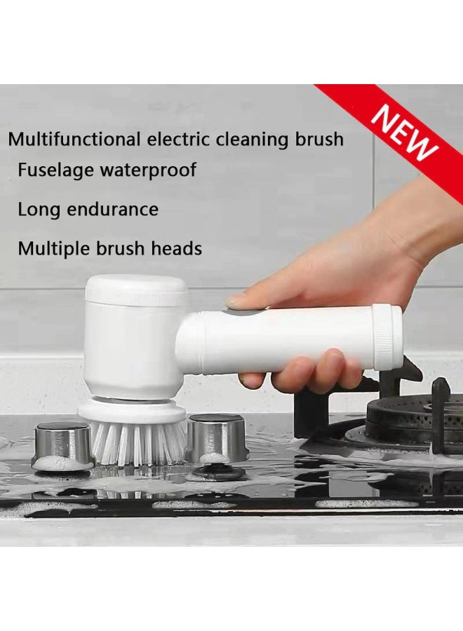 5-in-1 Handheld Electric Cleaning Brush - Wireless Power Scrubber with 3 Replaceable Heads, USB Rechargeable Waterproof Spin Scrubber for Bathroom, Kitchen, Tiles & Dishes - Image 3